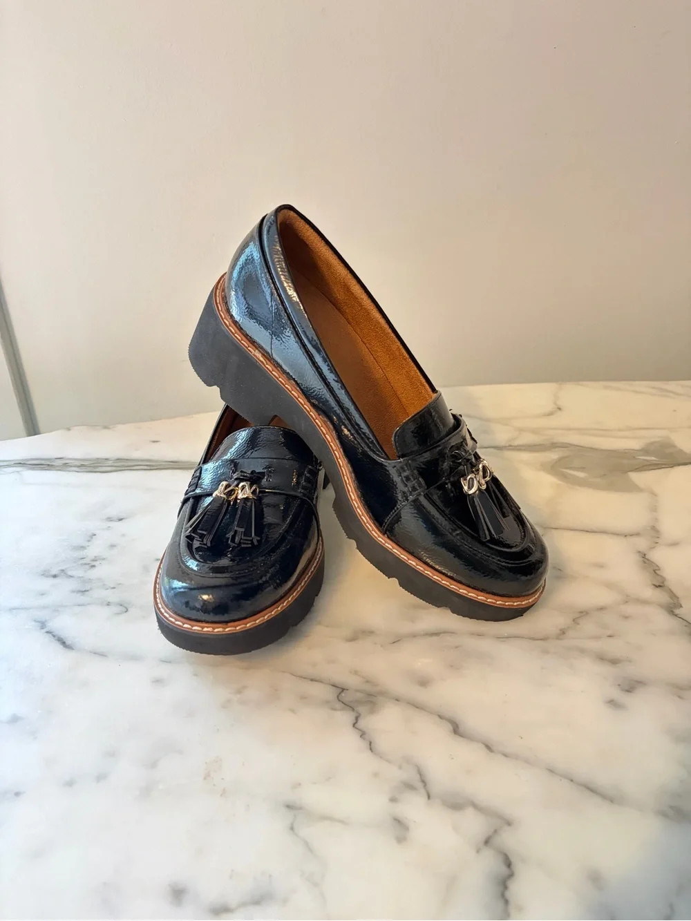 Naturalizer Black Patent “Committed” Tassel Platform Loafers